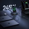 6-in-1 bezvadu uzlādes stacija ar ievelkamiem USB-C kabeļiem 245W - melna