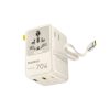 6-in-1 ceļojumu adapteris ar ievelkamu USB-C kabeli 70W - balts