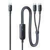 2-in-1 USB-C kabelis - 2x USB-C 140W 1,5 m - melns