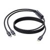 2-in-1 USB-C kabelis - 2x USB-C 140W 1,5 m - melns