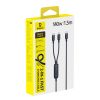 2-in-1 USB-C kabelis - 2x USB-C 140W 1,5 m - melns