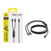 2-in-1 USB-C kabelis - 2x USB-C 140W 1,5 m - melns