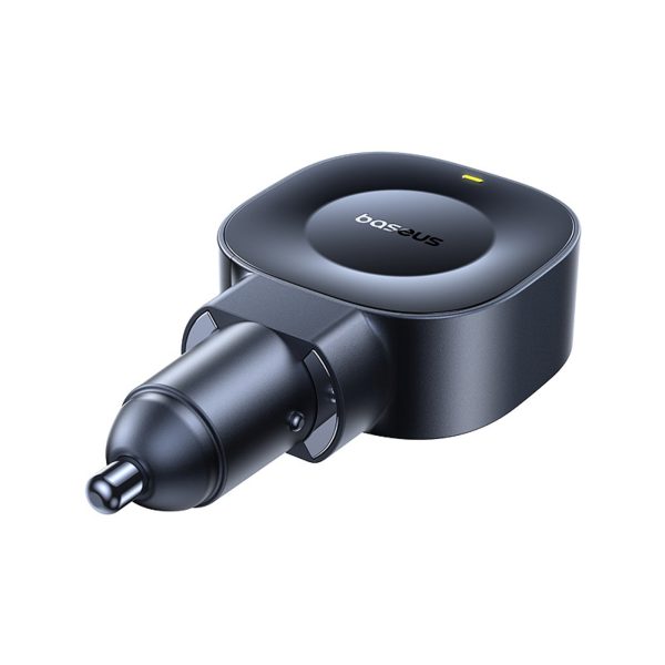 USB-C automašīnas lādētājs ar ievelkamu USB-C kabeli 45W - melns