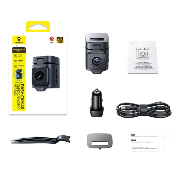 PrimeTrip VD1 Pro GPS 4K automašīnas kamera DVR - melna