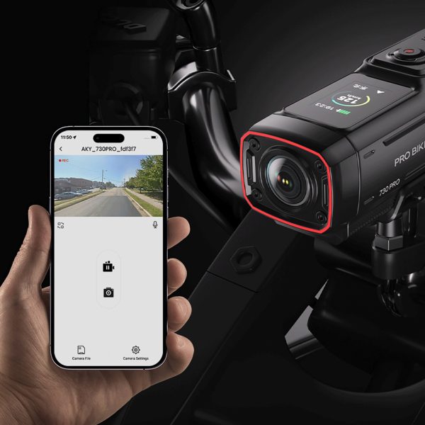 4K sporta kameras videoierakstītājs velosipēdam ar stūres statīvu 730Pro - melns