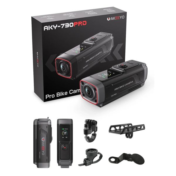 4K sporta kameras videoierakstītājs velosipēdam ar stūres statīvu 730Pro - melns