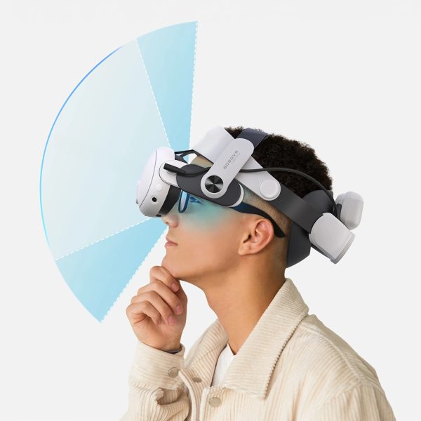 M3 Pro siksniņa Meta Quest 3 VR austiņām ar B2 akumulatoru - balta un melna
