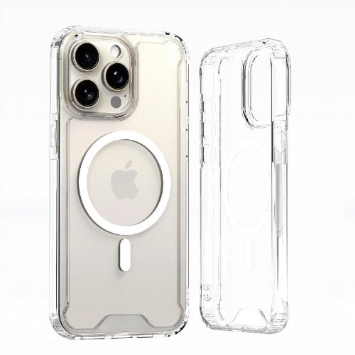 iPhone 16 Pro caurspīdīgs stūra maciņš MagSafe — caurspīdīgs