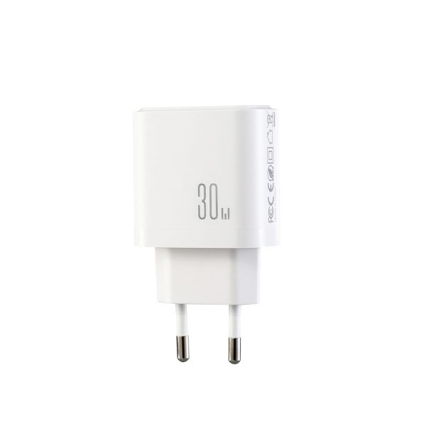JR-TG6 GaN 30W USB-A USB-C USB-L sienas lādētājs - balts