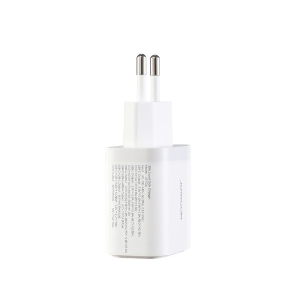JR-TG6 GaN 30W USB-A USB-C USB-L sienas lādētājs - balts