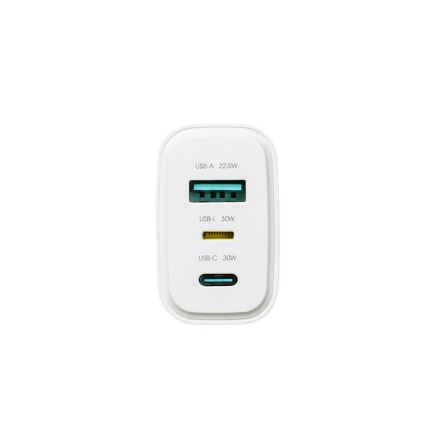 JR-TG6 GaN 30W USB-A USB-C USB-L sienas lādētājs - balts