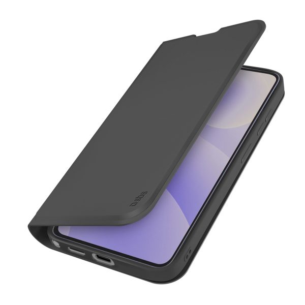 Samsung Galaxy S26 Ultra maciņš ar gludu, atlokāmu vāciņu - melns