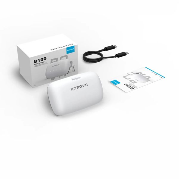 B100 ārējais akumulators Meta Quest S3 Pro un E3 Pro ierīcēm — balts