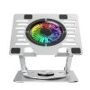 Dzesēšanas statīvs ar 360 grādu rotāciju klēpjdatoram, planšetdatoram, RGB, sudrabs