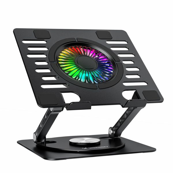 Dzesēšanas statīvs ar 360 grādu rotāciju klēpjdatoram ar RGB krāsu - melns