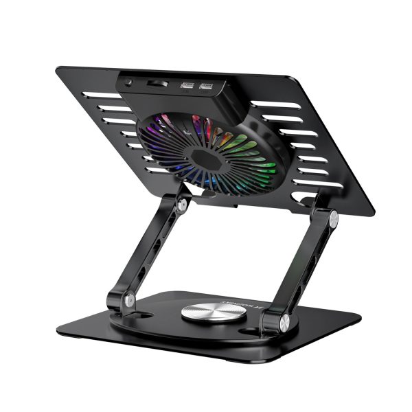 Dzesēšanas statīvs ar 360 grādu rotāciju klēpjdatoram ar RGB krāsu - melns