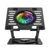Dzesēšanas statīvs ar 360 grādu rotāciju klēpjdatoram ar RGB krāsu - melns