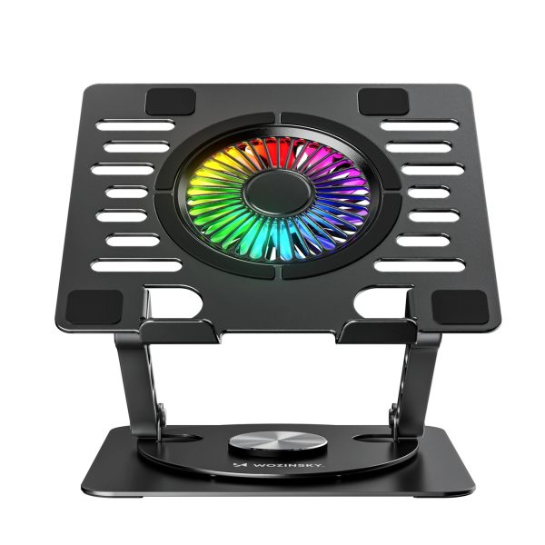 Dzesēšanas statīvs ar 360 grādu rotāciju klēpjdatoram ar RGB krāsu - melns