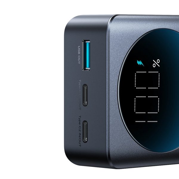 Powerbank 30000mAh USB-A USB-C ar displeju 65W - melns