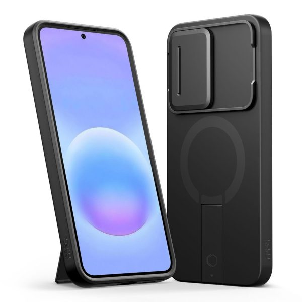 Samsung Galaxy A57 Kevlar Aura MagSafe maciņš ar objektīva pārsegu - melns un oranžs