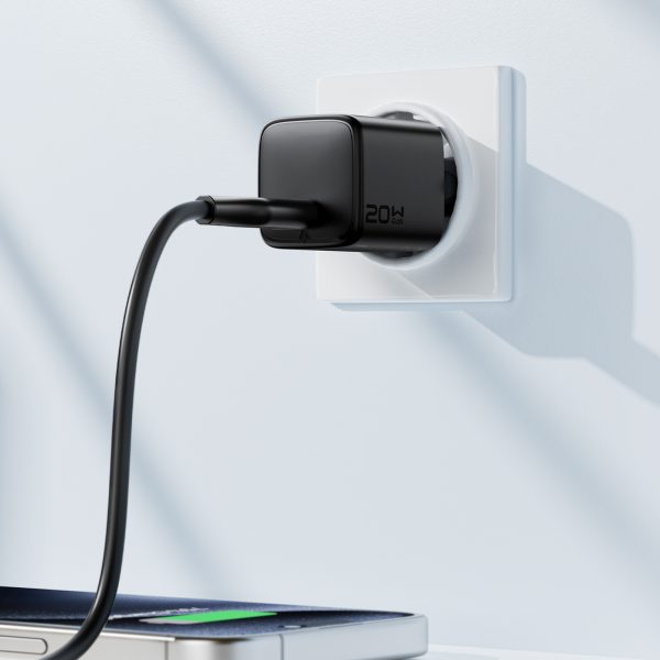 USB-C GaN PD 20W sienas lādētājs - melns