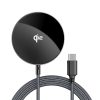 Magnētiskais induktīvais lādētājs ar USB-C Qi2 kabeli 15W 1.2m - melns