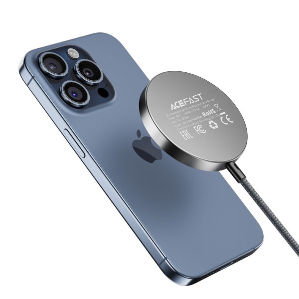 Magnētiskais induktīvais lādētājs ar USB-C Qi2 kabeli 15W 1.2m - melns