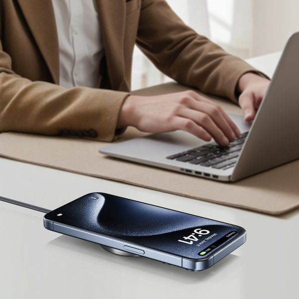 Magnētiskais induktīvais lādētājs ar USB-C Qi2 kabeli 15W 1.2m - melns