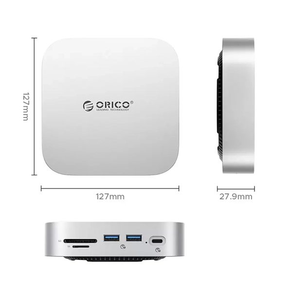 9-in-1 dokstacija USB-A USB-C RJ45 SD TF mini ligzda - sudrabs