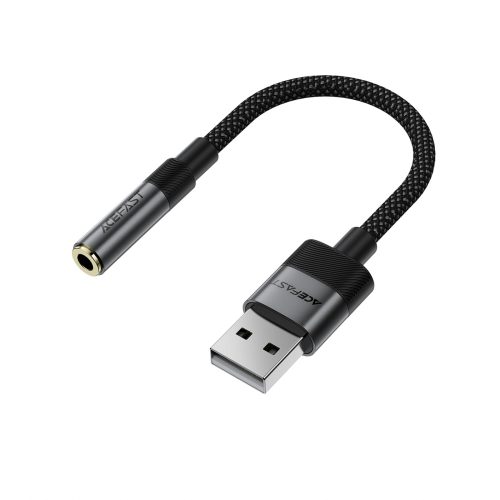 USB-A uz 3,5 mm mini ligzdas adapteris — melns
