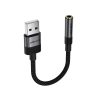 USB-A uz 3,5 mm mini ligzdas adapteris — melns
