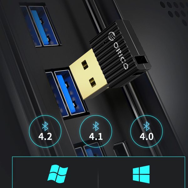 Bluetooth 5.0 USB-A uztvērēja adapteris — melns