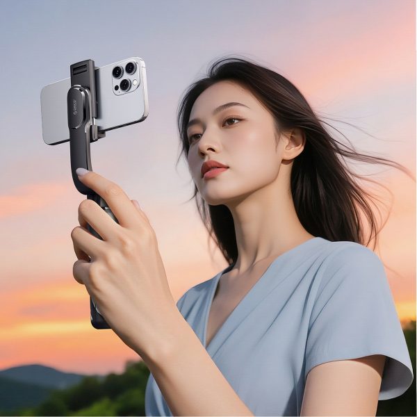 Pašbildes nūjas mini statīvs 360 grādu Bluetooth fotoattēliem - melns