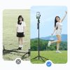Selfiju nūjas statīvs 1/4 collu tālruņa kamerai ar 360 grādu rotāciju un Bluetooth - melns