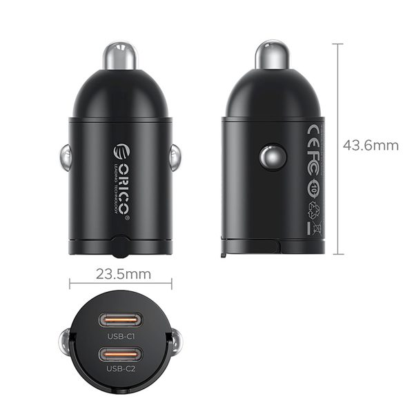USB-C 30W automašīnas lādētājs - melns