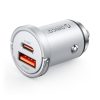USB-A USB-C 45W automašīnas lādētājs - sudrabs