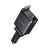 45 W USB-A USB-C automašīnas lādētājs ar ievelkamiem USB-C kabeļiem - melns