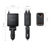45 W USB-A USB-C automašīnas lādētājs ar ievelkamiem USB-C kabeļiem - melns