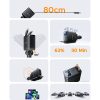 45 W USB-A USB-C automašīnas lādētājs ar ievelkamiem USB-C kabeļiem - melns