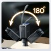 45 W USB-A USB-C automašīnas lādētājs ar ievelkamiem USB-C kabeļiem - melns