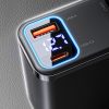45 W USB-A USB-C automašīnas lādētājs ar ievelkamiem USB-C kabeļiem - melns