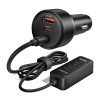 USB-A USB-C automašīnas lādētājs ar 108 W pagarinātāju - melns