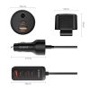 USB-A USB-C automašīnas lādētājs ar 108 W pagarinātāju - melns