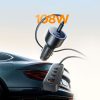 USB-A USB-C automašīnas lādētājs ar 108 W pagarinātāju - melns