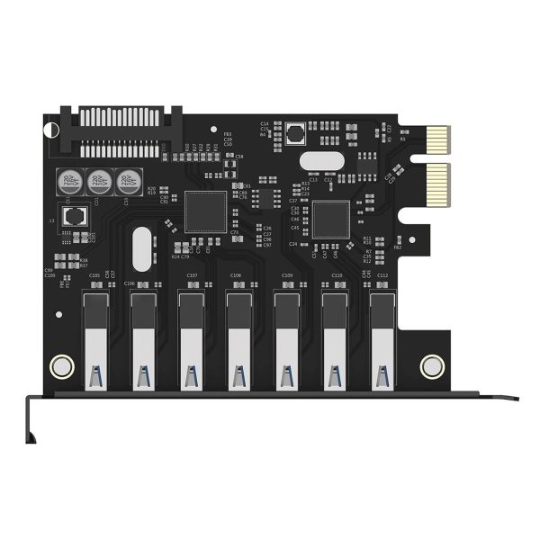 PCI-E paplašināšanas karte - 7x USB 3.0 galda datoram - melna