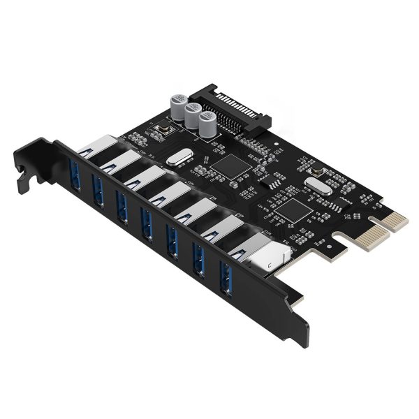 PCI-E paplašināšanas karte - 7x USB 3.0 galda datoram - melna