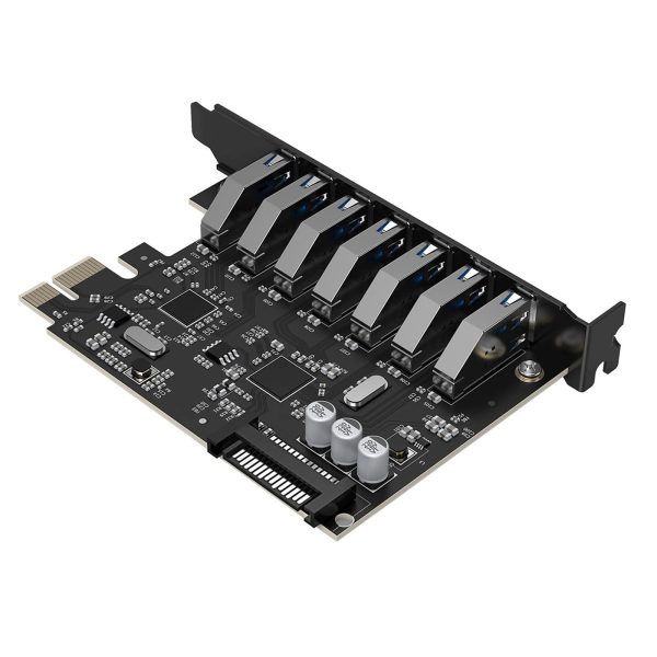 PCI-E paplašināšanas karte - 7x USB 3.0 galda datoram - melna