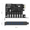 PCI-E paplašināšanas karte - 7x USB 3.0 galda datoram - melna