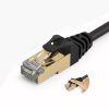 Apaļš LAN CAT7 10Gbps RJ45 interneta tīkla kabelis 20m - melns