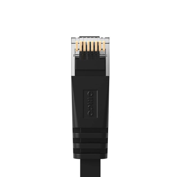 Plakanais Ethernet CAT7 10Gbps RJ45 LAN tīkla kabelis 1m - melns